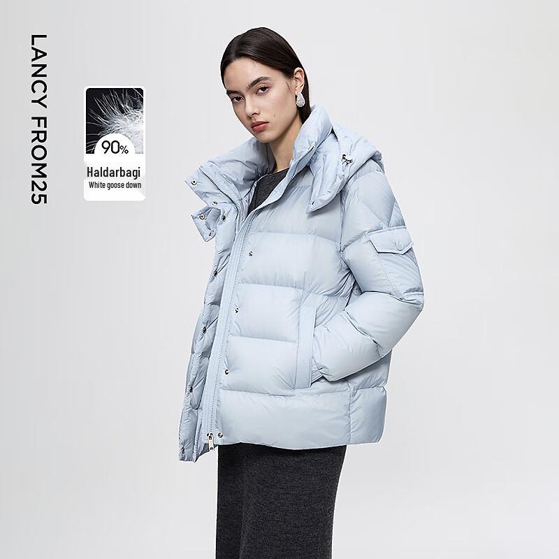 

LANGZI Holdorbagi Women s Hooded White Goose Down Short Puffer Jacket M