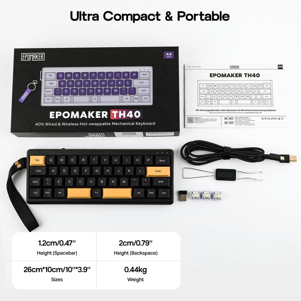 EPOMAKER TH40 Compact Wireless Gaming Mechanical Keyboard with Gasket RGB for Technical Standards Certification Flamingo 40% QMK/VIA Keyboard,