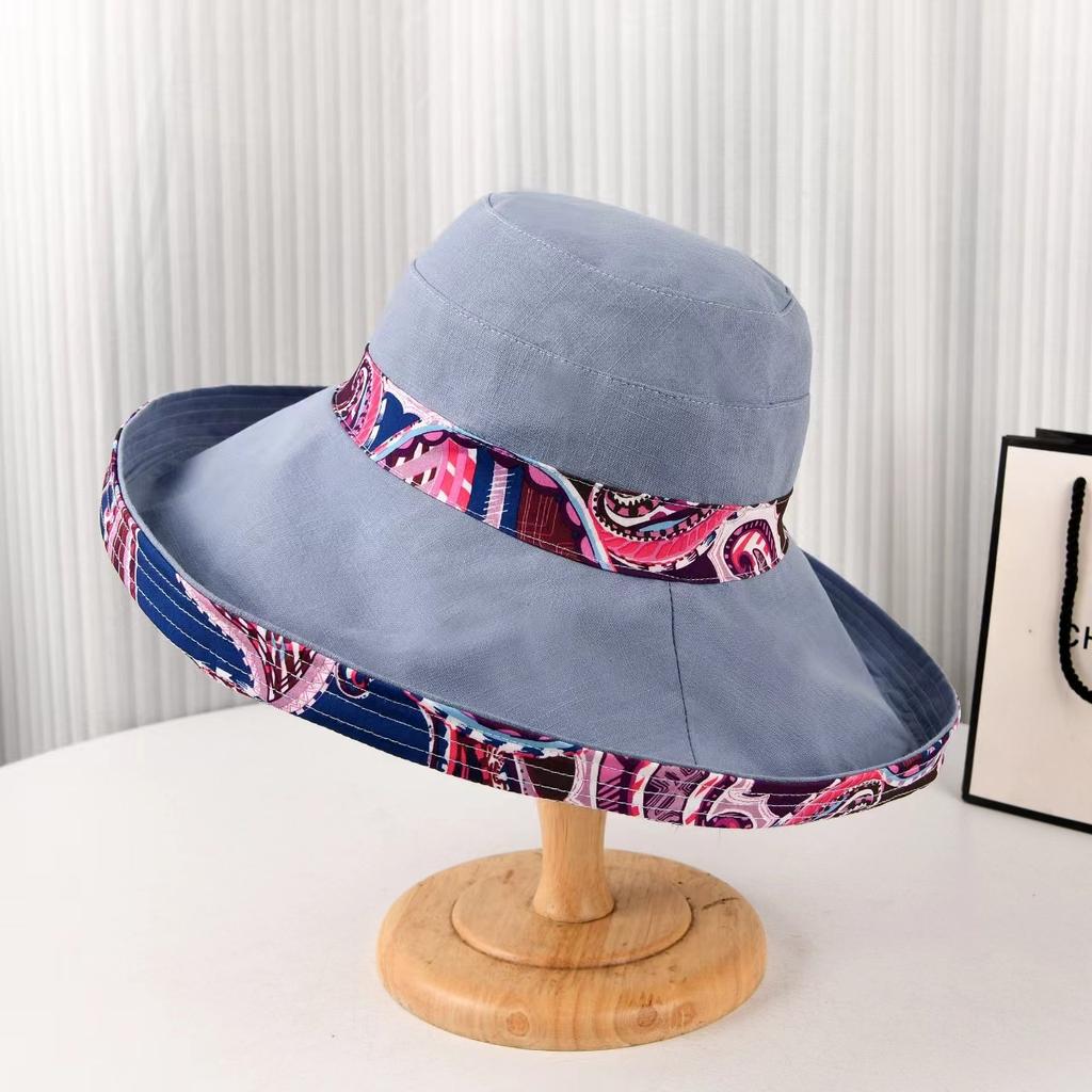 Women's Bucket Hat Spring Summer Hats For Women Ethnic Style Fisherman Cap Large Brim Sunshade Foldable Korean Casual Travel New