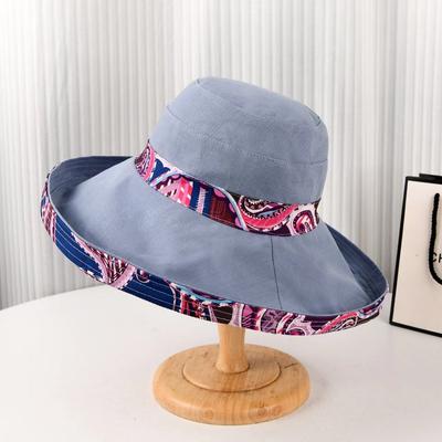 Chapéu Balde Feminino Chapéus de Primavera Verão Para Mulheres Estilo Étnico Boné Pescador Aba Larga Proteção Solar Dobrável Coreano Casual Viagem Novo