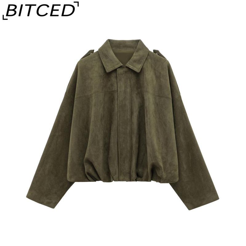 BITCED Women's Pre-Spring Fashion Suede-Effect Pilot Jacket