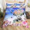Highland Cow Bedding Set Polyester Bull Cattle Flowers Quilt Cover Western Wild Animal Duvet Cover Farmhouse Cow Bedspread Cover