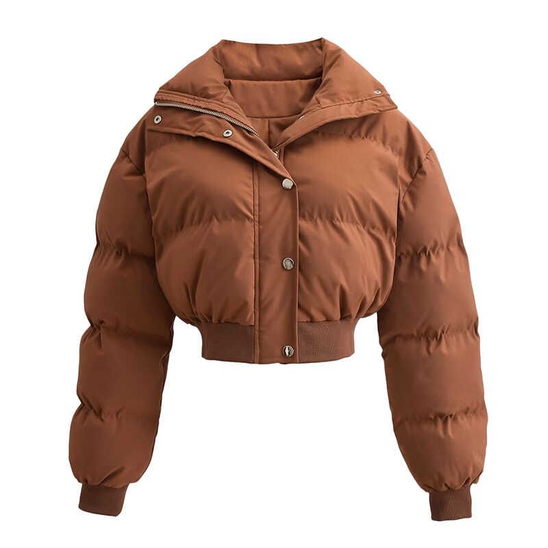 Winter Walk Kendall Wind Sexy Stand Collar Zipper Thermal Bread Coat Small Short High Waist Cotton Coat Jacket