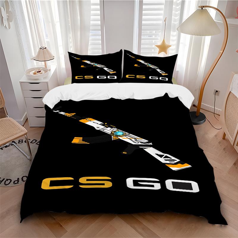 3pcs CS GO Themed Gaming Bedding Set-Perfect for Gamers, Decorative Bedroom Accessories, Festival Gifts, Travel Essentials, Daily Use1202123
