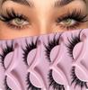 European and American Style 5 Pairs of Fox Style Diagonal Flying False Eyelashes, Natural Black Stem Cat Eye False Eyelashes