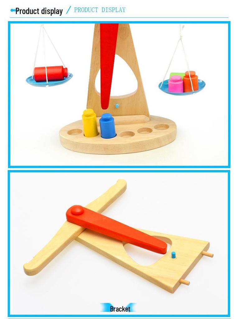 Wooden Balance Scale Toy for Early Learning: Teaches Babies Balance Principles, Ages 0.5-3 Years
