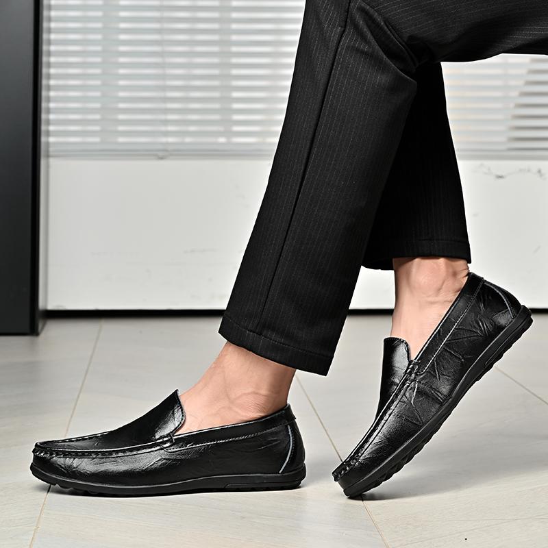Fashion Leather Men Shoes Casual Luxury Brand Formal Mens Loafers Moccasins Italian Breathable Slip On Male Boat Shoes Plus Size 46