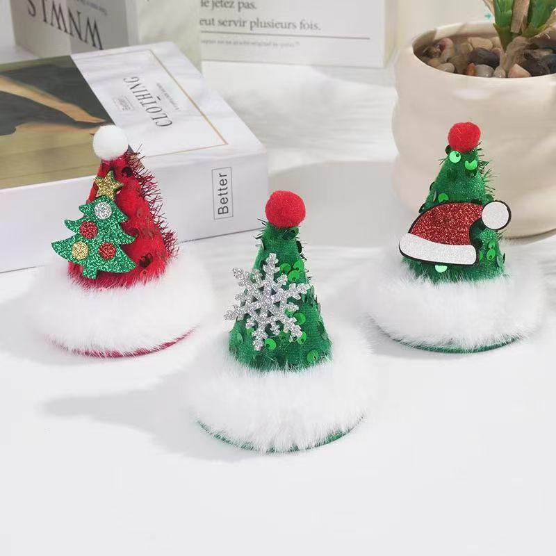 Weihnachts-Haarspangen für Mädchen: Niedliche Weihnachtsmannmützen-Ornamente für Kinderkopfbedeckung & Foto-Requisiten