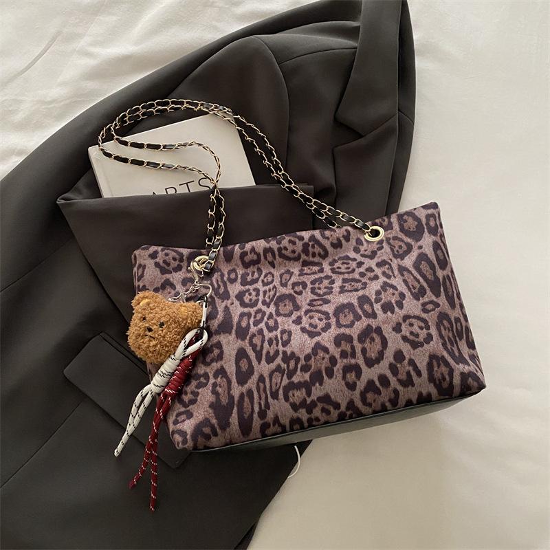 Popular Leopard Print Tote Messenger Bag Women's 2025 Fashion New Large-capacity Versatile Shoulder Underarm Commuter Bag
