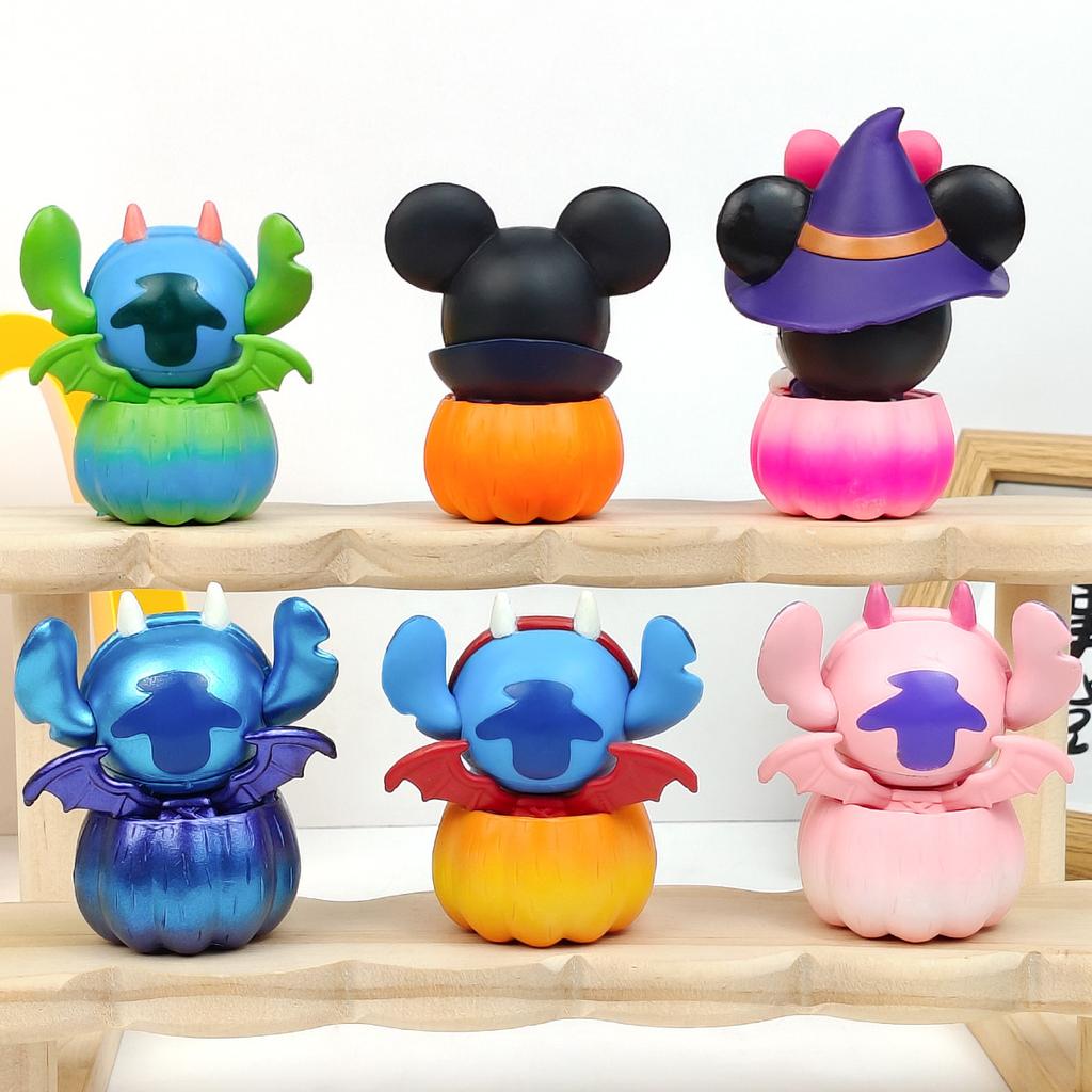 Stitch Blind Box Mickey Mouse And Stitch Friends Pumpkin Series Figure Halloween Dress Up Doll Decorate Toy Birthday Gift