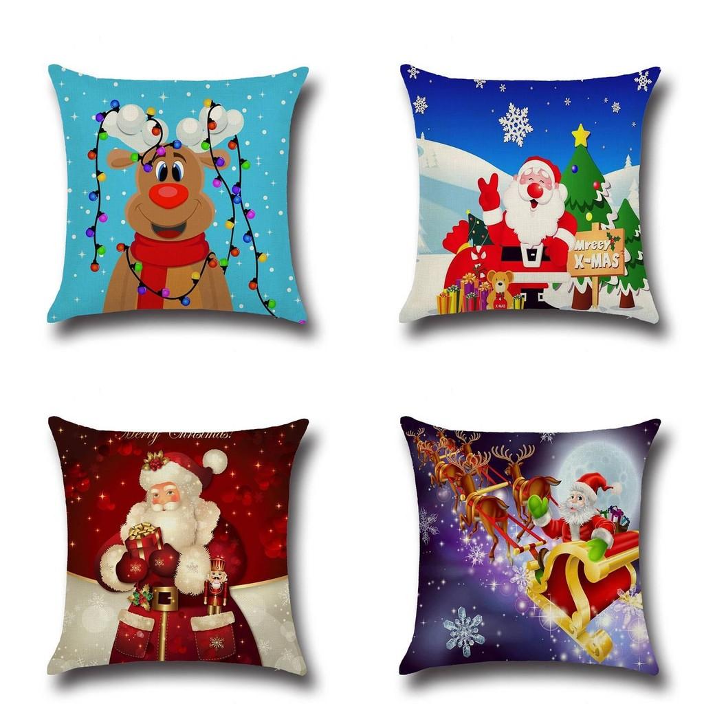 Christmas Cartoon Printed Cushion Cover Ultra Soft For Home Office Sofa Decor Gift