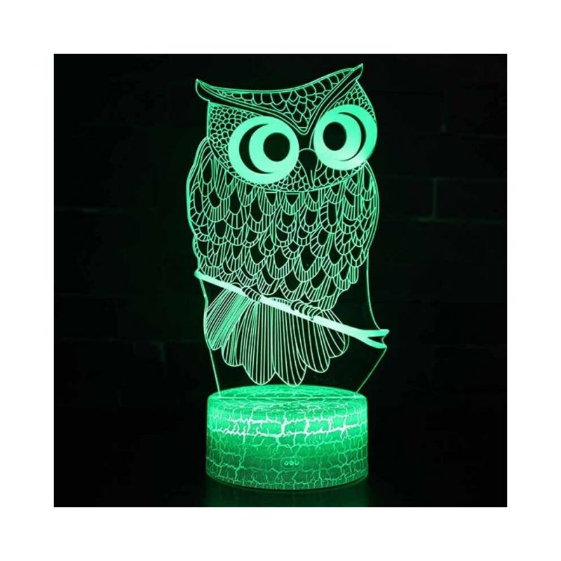 Lampe de Table de Bureau à Interrupteur Tactile Mode Enfant Hibou 3D Veilleuse LED Décoration de Chambre à Coucher Cadeaux de Noël
