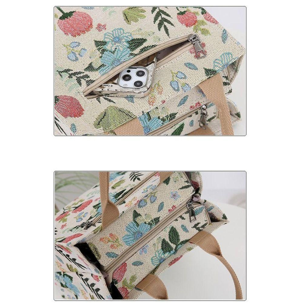 Aesthetic Floral Print Lunch Bag Insulated Large Capacity Lunch Bag Thermal Cooler Handbag For School Work Travel Picnic