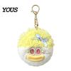 Mini Plush Keychain Cartoon Curly Hair Head Keychain, with Metal Clasp, Plushie Key Holder Backpacks Handbags Keys Decorative Pendant for Men