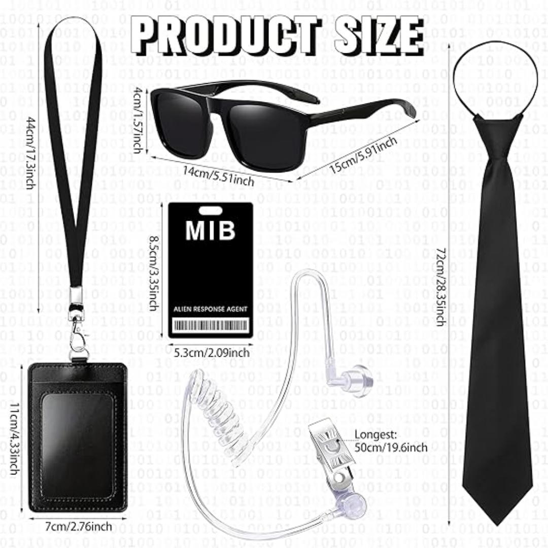 MIB Agent Costume Accessories, Secret Service Costume Set Spy Costume Accessories for Men Women Kids for Cosplay чёрный