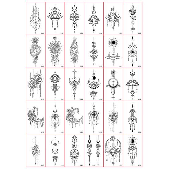 30 Pcs Tattoo Stickers Self-adhesive Great Stickiness Rich Patterns Waterproof Disposable Unisex Temporary Tattoo Arm Legs Shoulder Back Body