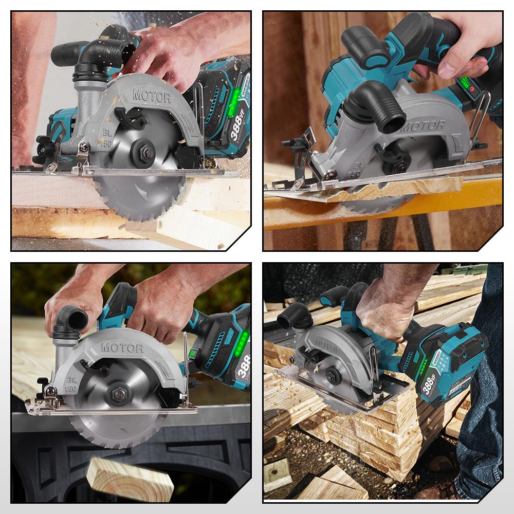 YOFIDRA 6Inch Brushless Electric Circular Saw Digital Display Chainsaw Multifunctional Cutting Tool For Makita 18V Battery Pin