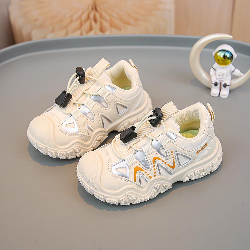 Kids Sneakers Pull Rope Soft Bottom Children Sports Shoes Toes Capped Anti-kicked 2025 New Fashion Boys Girls Casual Shoes Trend