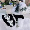 Velvet Party Dress Dog Clothes Autumn and Winter Warm Teddy Bear Two Feet Princess Style Pet Skirt