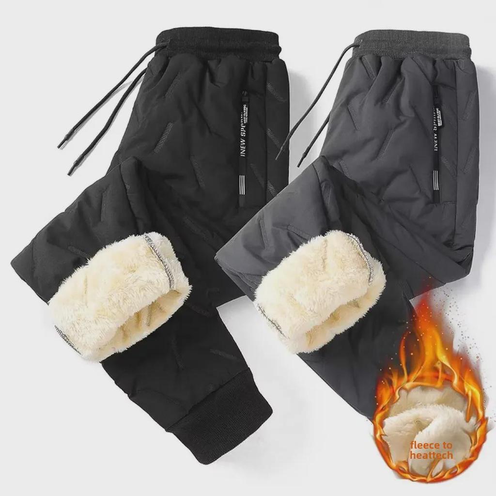 2025 Men's Lambskin Snow Pants: Winter-Ready, Plus Velvet, Thick, Windproof, Warm Outdoor Leggings, Large Sizes Available