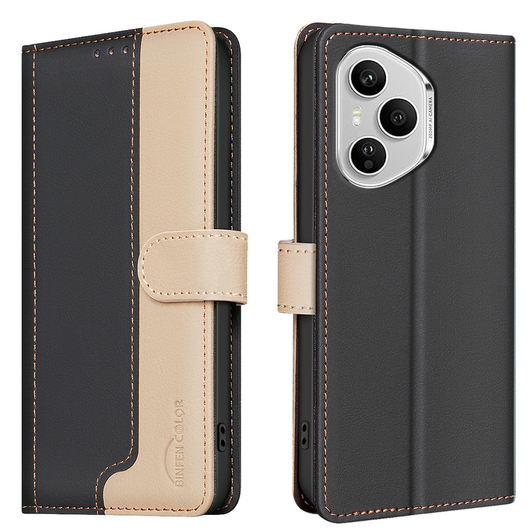 

Для Honor 400 Pro 5G (Глобальний) Шкіряний чохол BINFEN COLOR Сплайсинг кольорів Гаманець з RFID-блокуванням Підставка Чохол для телефону C