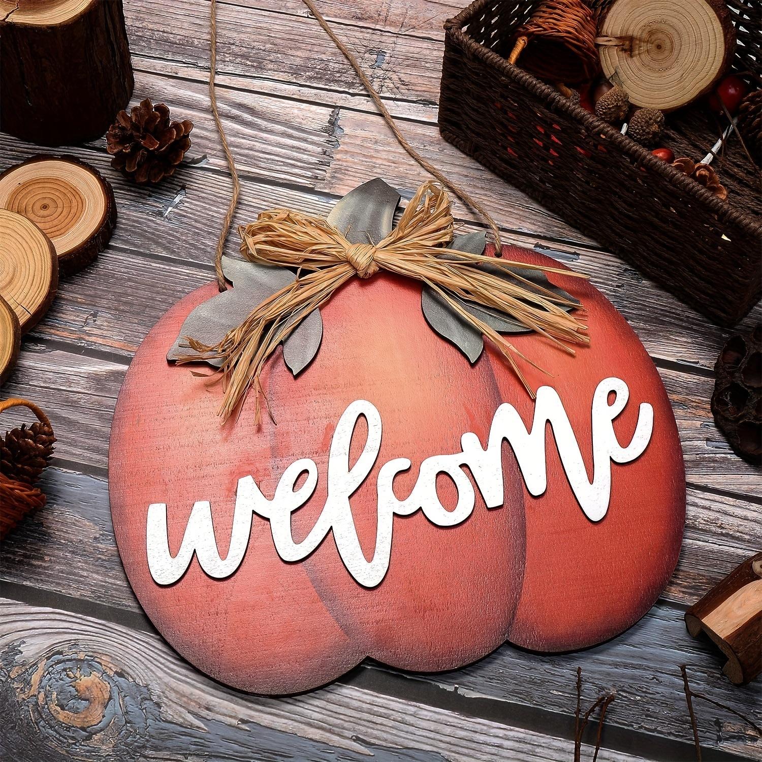 

Thanksgiving Decoration Harvest Season Orange Pumpkin Door Pendant Welcome Door Decoration