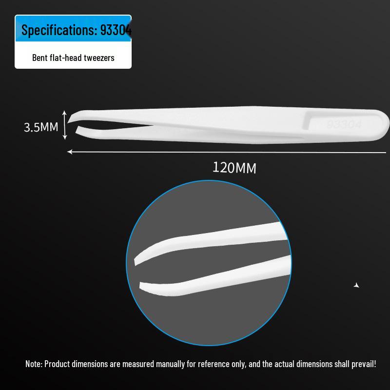 Plastic Anti-Static Tweezers Set: Pointed, Flat, Round, Black & White - Model 93303