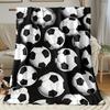Fußball Fleece Decke Klassischer Fußball Druck Überwurf Weich Warm Ganzjahres Bettwäsche Heimdekoration Geschenk Für Sportfans