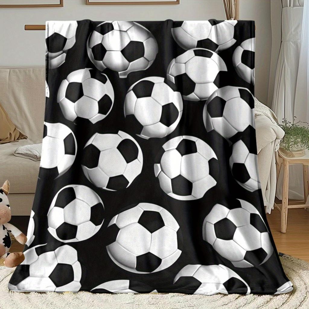 Fußball Fleece Decke Klassischer Fußball Druck Überwurf Weich Warm Ganzjahres Bettwäsche Heimdekoration Geschenk Für Sportfans