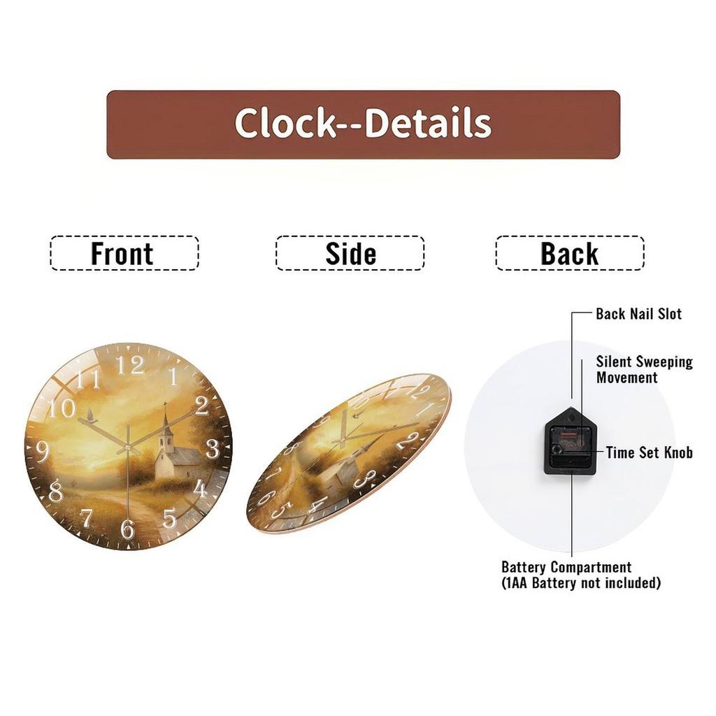 Silent Round Glass Wall Clock 30cm Custom Design High Transparency Modern Wall Clock