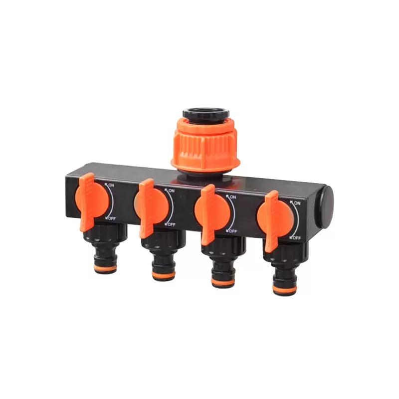 

4-Way Garden Hose Splitter Faucet Diverter Tap Connector with Four Independent Switches for Home And Lawn Irrigation
