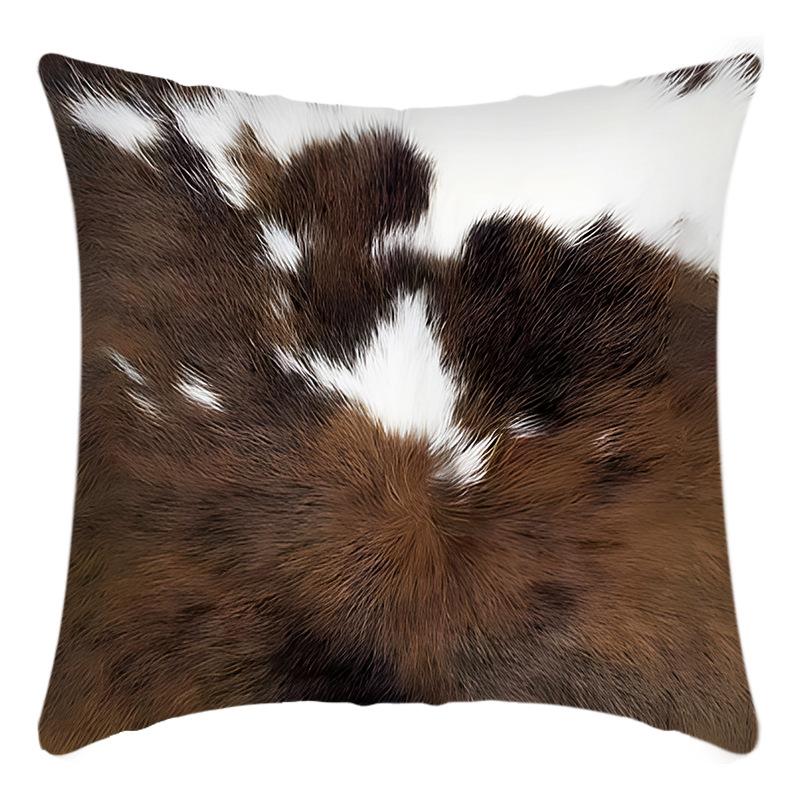 Vikama Faux Fur Cowhide Texture Pillow Cover Animal Print Modern Style Living Room Sofa Decorative Cushion Cover
