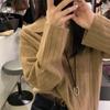 French Cashmere Lapel Knit Sweater - Women's Loose Fit, Autumn/Winter Thickened Base Layer