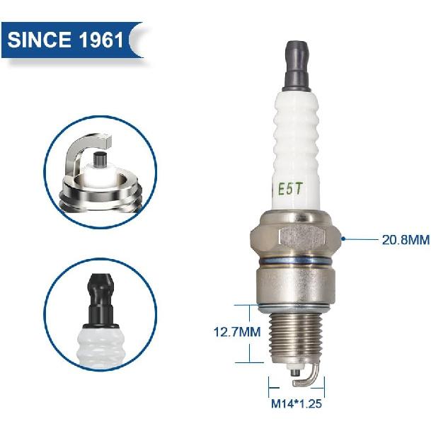 4PK TORCH E5T Spark Plug Replace for NGK 6222/BPR5HS 4111/BP5HS 7823/BPR4HS 3611/BP4HS 3311/BP4H Spark Plug, for Bosch W7BC/7597 WR7BC WR7BC+, for