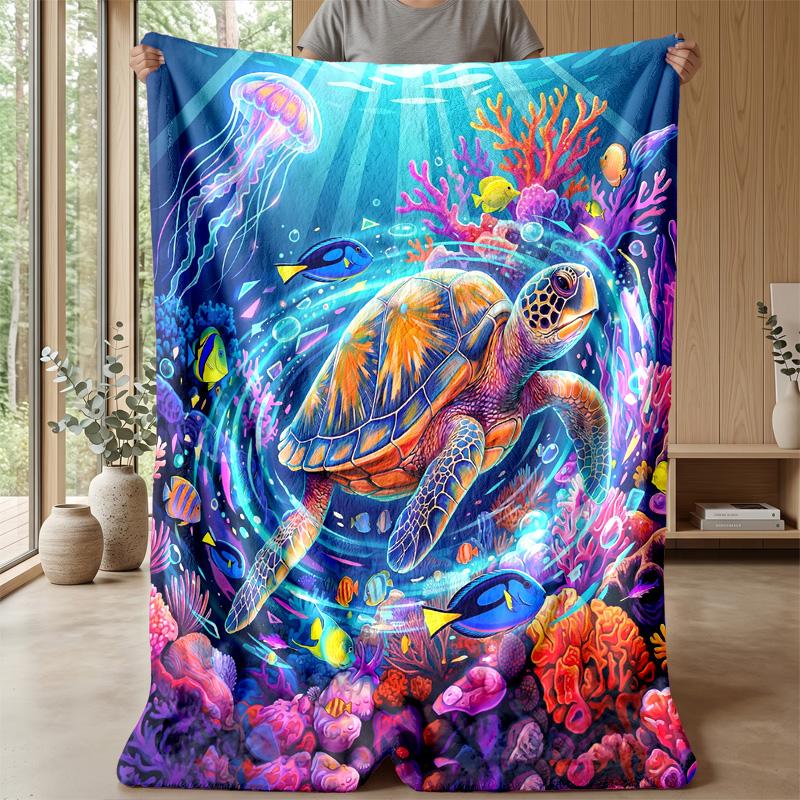 Ocean Life Adventure 18 Theme Blanket Lightweight Warm Flannel Blanket Decorative Throw Blanket for Home Decoration