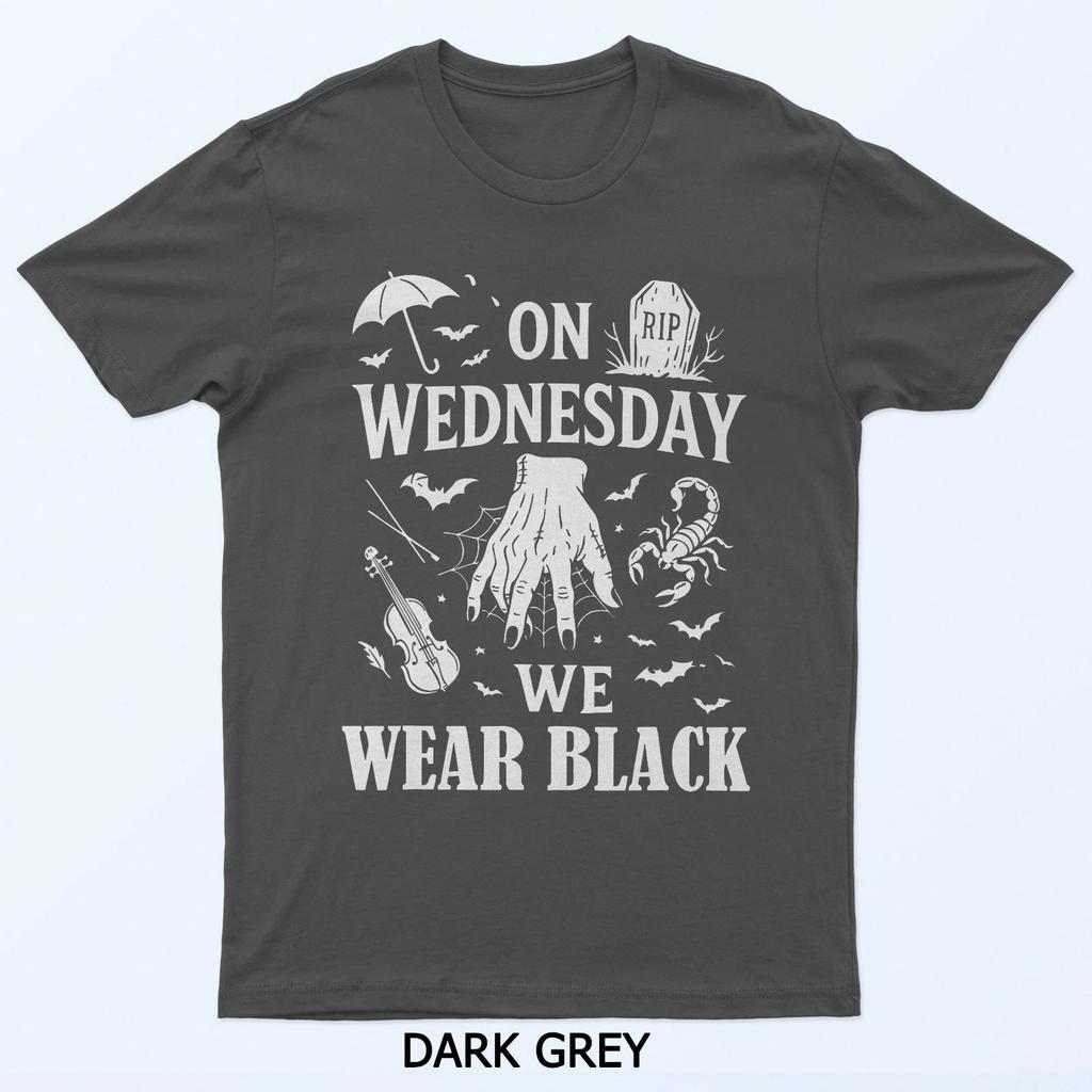 Zabawne Straszne Środowe Początki Nosimy Czarne Koszulki Halloween Wygodne i Miękkie Oddychające Modne Ubrania Męskie Męska Koszulka