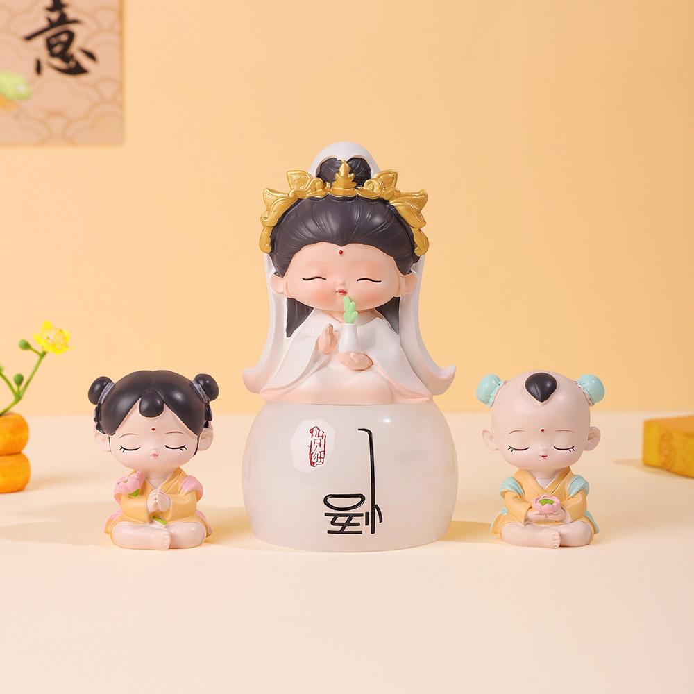 Buddhist Blessing Resin Figurine With Lotus Base For Home Decor And Giftgiving