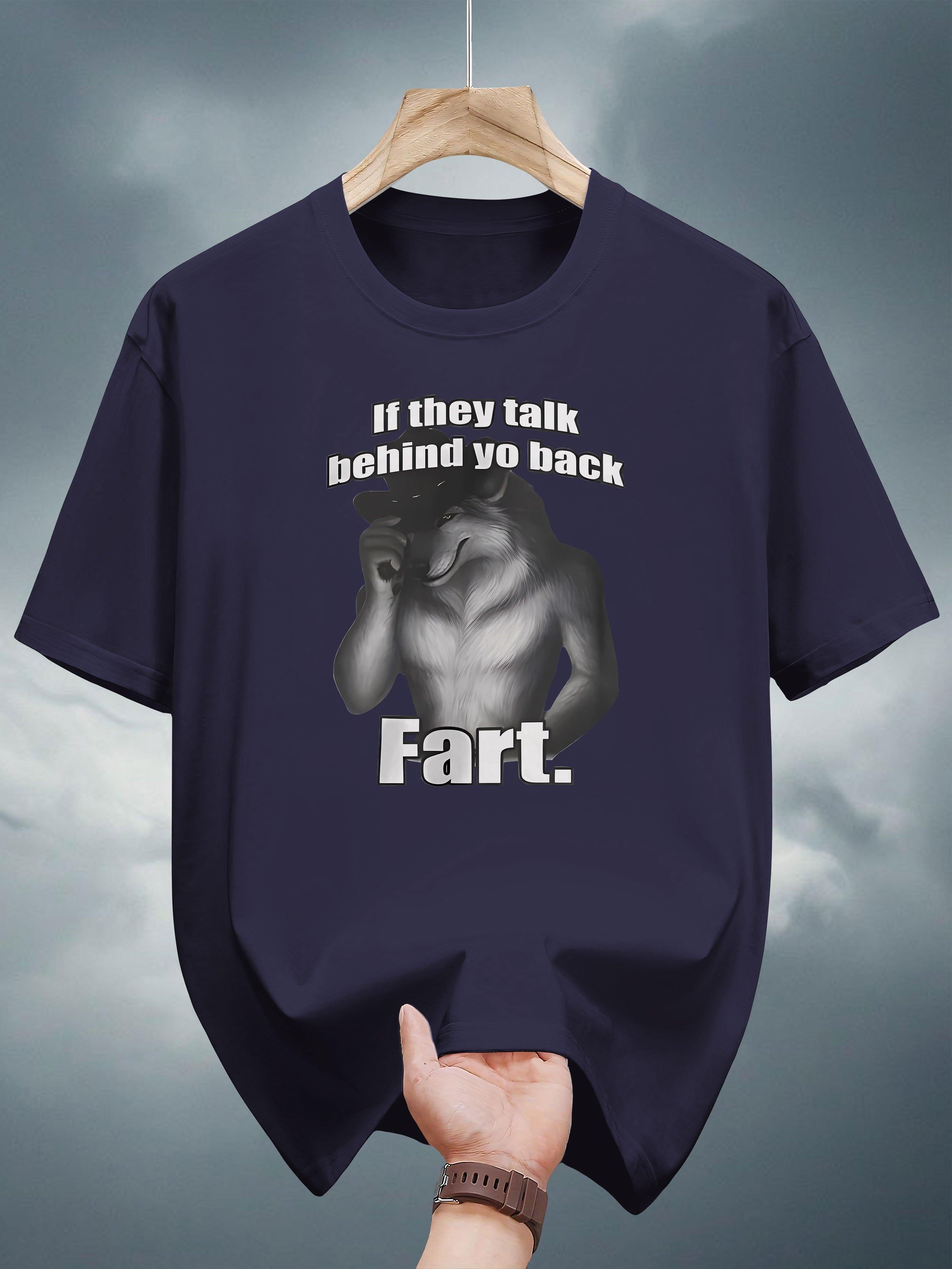 Graphic T-shirt - Bold Fart Humor Print & Wolf Design XL