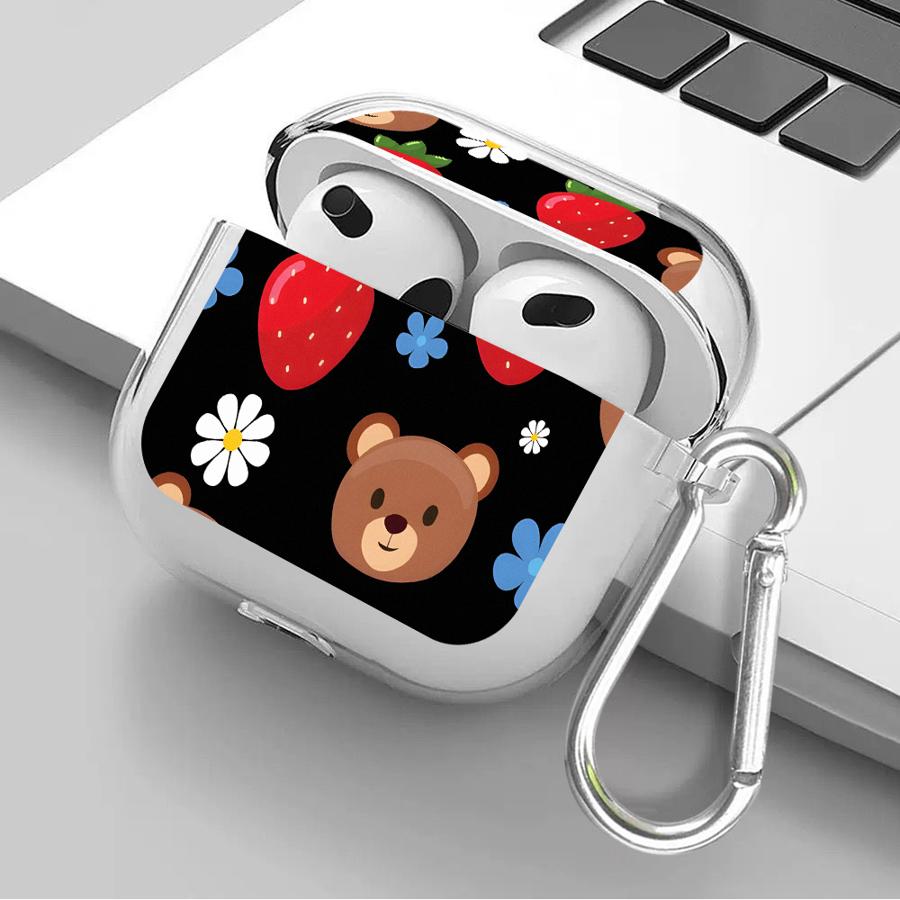 Case For Airpods 2 Pro 3 1 4 Pro3 Pro2 Clear Earphone Cases Cover Cute Cartoon Bow Little Bear