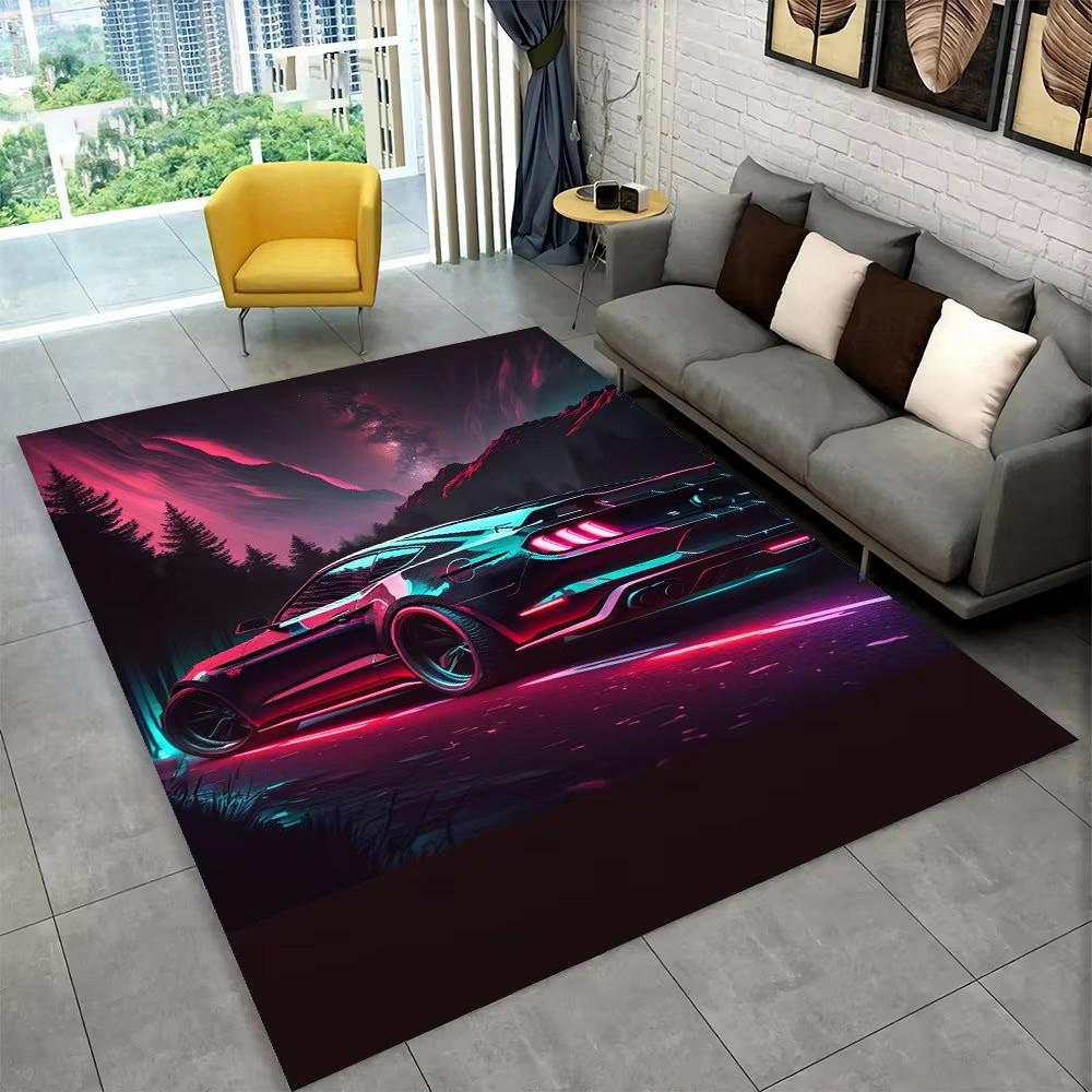 Racing Sports Car Area Rug Large,Carpet Rug for Home Living Room Bedroom Sofa Doormat Decor,Kid Paly Kitchen Non-slip Floor Mat
