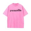Music Mountain Cotton Mens Short Sleeve Tees Normal Autumn vintage Washed T Shirts Group Washed Tops Tees Classic Round Collar