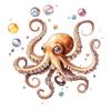 Cute Octopus and Bubbles Wall Stickers, Removable Anti-Static Waterproof Self-Adhesive PVC Decals for Kids Room Bathroom Living Room Decoration