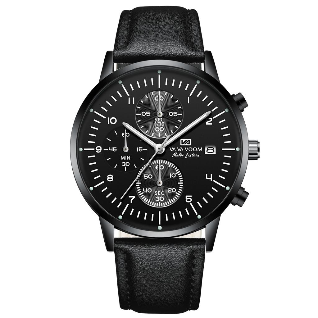 VA VA VOOM Men's Quartz Watches Top Men Wrist Watch Business Casual Waterproof Calendar Stainless Steel Band Quartz Watches Men Wrist Watch