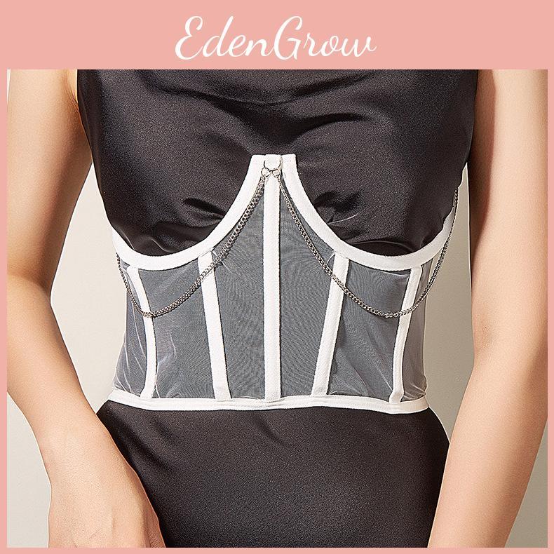 Mesh Silver Transparent Hanging Chain Chest Cinching Waist Cinching Bone Fish