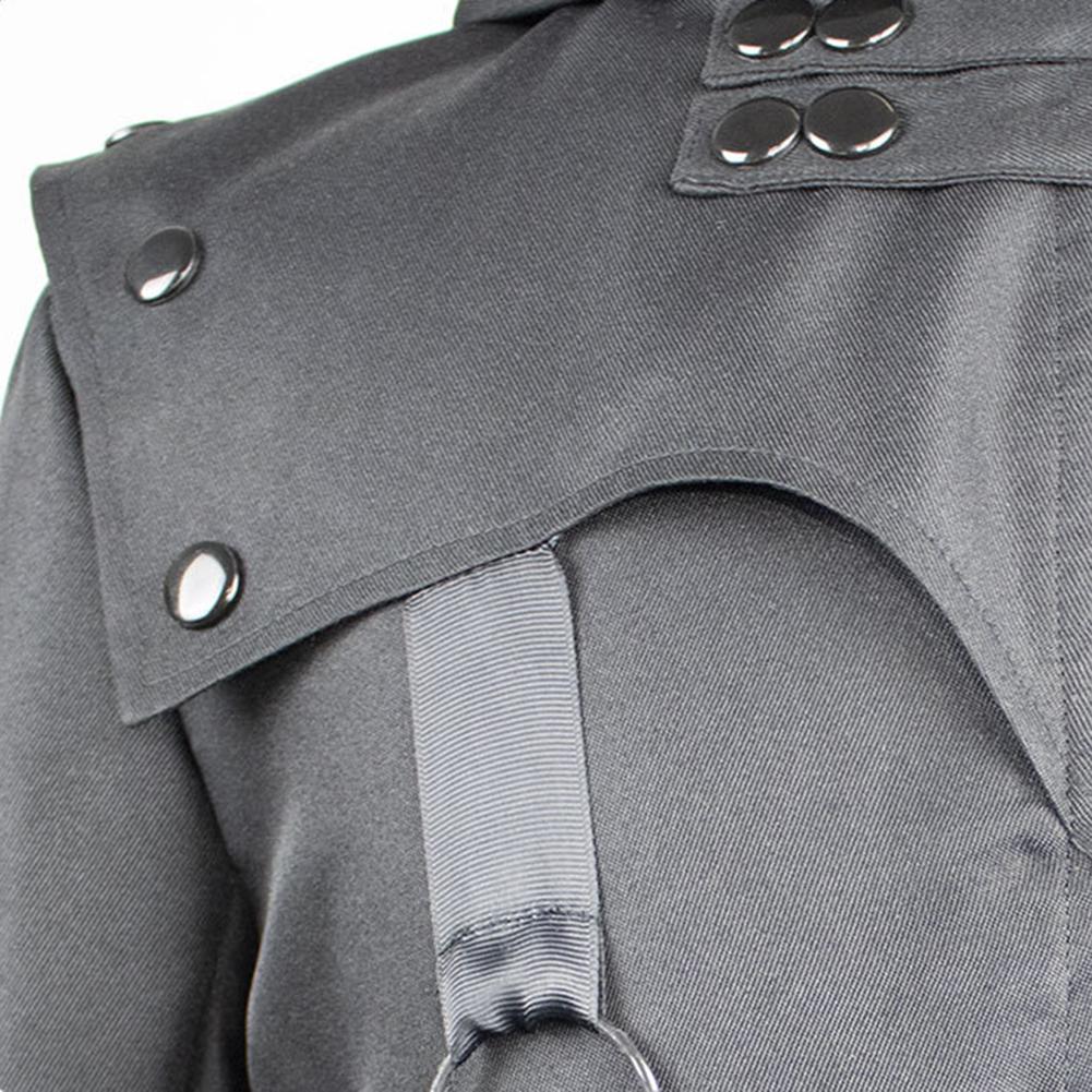 Cosplay Costumes Men Halloween Gothic Long Sleeve Hooded Jacket New Pure Color Halloween Cosplay Vintage Costume