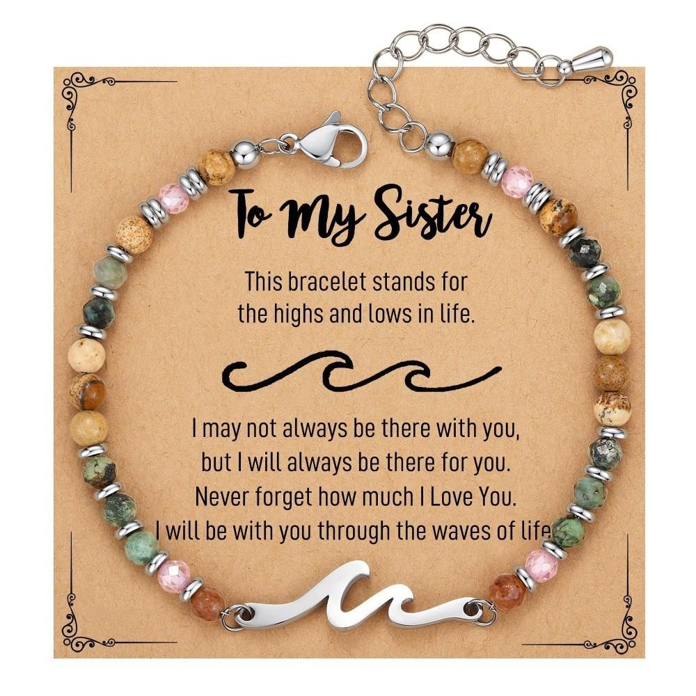 Inspirational Message Wave Bracelet Stainless Steel Beaded Bracelets  Birthday Gift