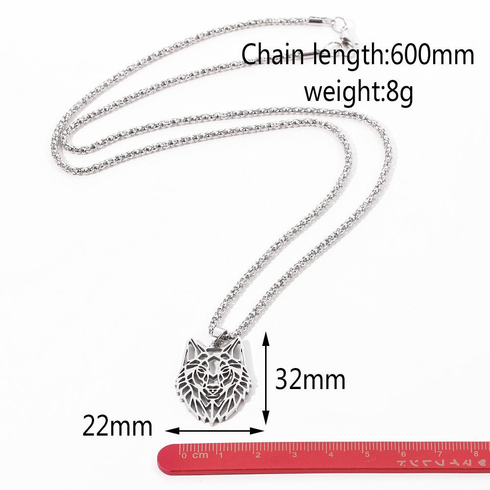 Wolf-Anhänger, Polygonaler Stil, Modetrend, Edelstahl-Anhänger-Halskette