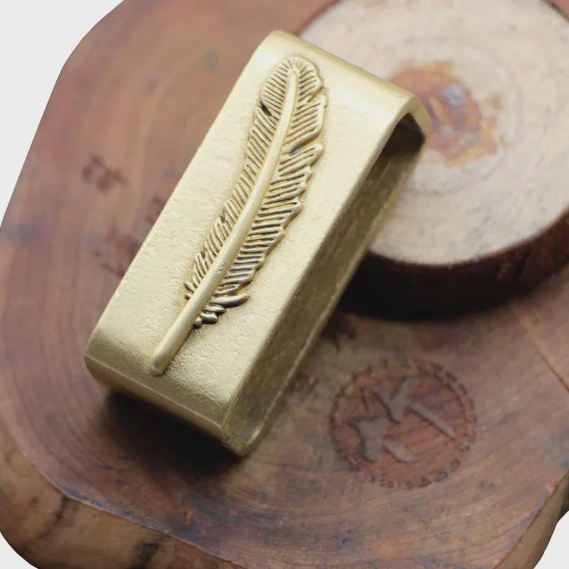 Vintage doplňky k opasku z čisté mědi - Gravírovaný kroužek na opasek, poutko a přezka