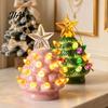 Mini Christmas Tree Decorations Ornament, Glowing Retro Resin Tabletop Decor with Star Charming Home Holiday Displays Topper, Vintage Xmas Trees Night