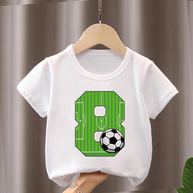 Summer New Boys Girls Football T Shirts Birthday Shirt 1-12 Years Boy Soccer Sport T-Shirt For Kids Birthday Gift Tshirt Tops